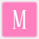 Monogramm Weiß auf rosa Aufkleber (Vorderseite)