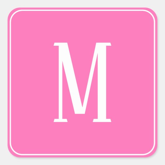 Monogramm Weiß auf rosa Aufkleber (Vorderseite)