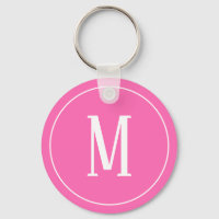 Monogramm Weiß auf rosa Schlüsselanhänger