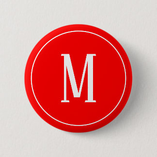 Monogramm-Weiß auf rotem rundem Knopf Button