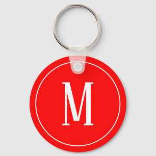 Monogramm-Weiß auf rotem Schlüsselanhänger