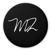 Monogramm Weiß auf Schwarz Keramikknauf (Vorderseite)