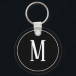 Monogramm Weiß auf schwarzem Schlüsselanhänger<br><div class="desc">Ein Schlüsselanhänger mit weißem Monogramm auf schwarzem Hintergrund. Passen Sie den Schlüsselanhänger mit Ihren eigenen Initialen oder Initialen,  Farben,  u.a. an.</div>
