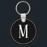 Monogramm Weiß auf schwarzem Schlüsselanhänger<br><div class="desc">Ein Schlüsselanhänger mit weißem Monogramm auf schwarzem Hintergrund. Passen Sie den Schlüsselanhänger mit Ihren eigenen Initialen oder Initialen,  Farben,  u.a. an.</div>