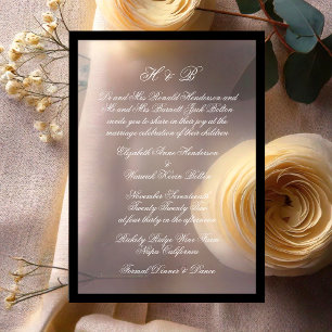Monogramm Weiß Formal Schwarz Rahmen Hochzeit Acryleinladungen