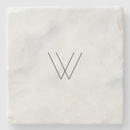 Monogramm-Weiß-Marmor Steinuntersetzer (Vorderseite)