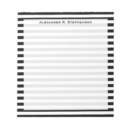 Monogramm weiß-schwarz gestreift notizblock (Vorderseite)