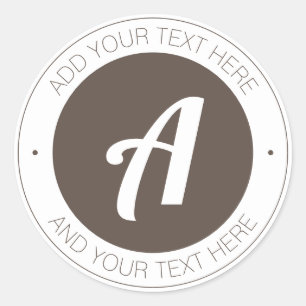 Monogramm (weiß und braun) oder Logo hinzufügen Runder Aufkleber