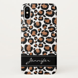 Monogramm-Weiß und Goldfolien-Gepard-Muster Case-Mate iPhone Hülle