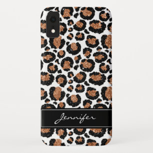 Monogramm-Weiß und Goldfolien-Gepard-Muster Case-Mate iPhone Hülle