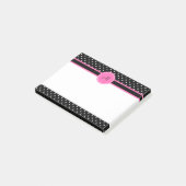 Monogramm, Weiß und Schwarz-Polka-Punktmuster Post-it Klebezettel (angewinkelt)