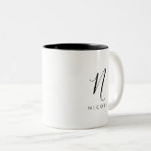 Monogramm weiß und schwarz zweifarbige tasse (VorderseiteRechts)