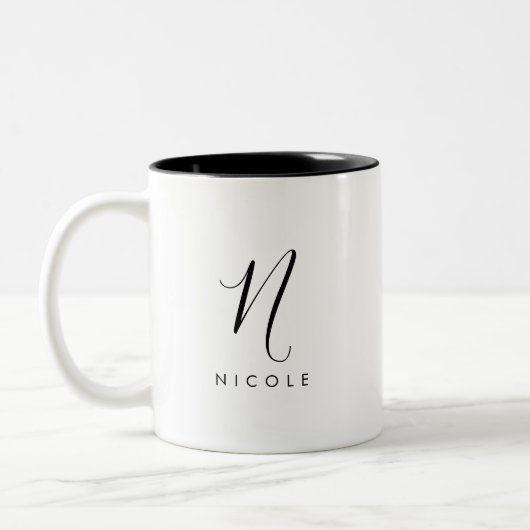 Monogramm weiß und schwarz zweifarbige tasse (Links)