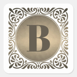 Monogramm Weißdekorative Initial Quadratischer Aufkleber