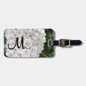 Monogramm Weiße Berglorbeer-Blüten  Gepäckanhänger (Vorderseite horizontal)