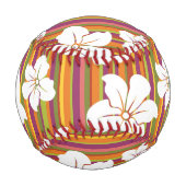 Monogramm Weiße Blume auf gestreiftem Hintergrund Baseball (Vorderseite)