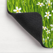 Monogramm, weiße Blume und grüne Blätter Mousepad (Ecke)