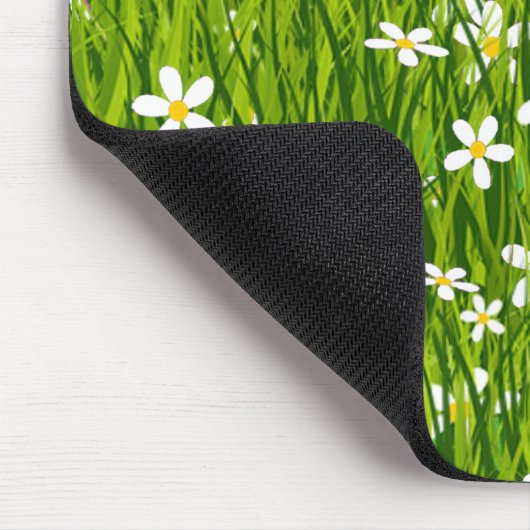 Monogramm, weiße Blume und grüne Blätter Mousepad (Ecke)