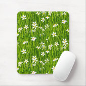 Monogramm, weiße Blumen und grüne Blätter Mousepad (Mit Mouse)