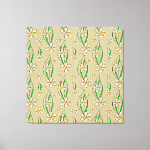 Monogramm weiße Blüten Beiger Hintergrund Leinwanddruck