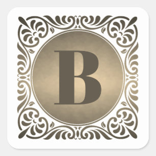 Monogramm Weiße Dekorative Initiale Quadratischer Aufkleber