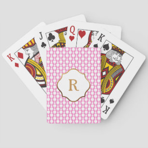Monogramm weiße Kreise auf rosa Retro-Muster Spielkarten
