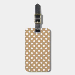 Monogramm Weiße Polka-Punkte auf Kamelbraun Gepäckanhänger