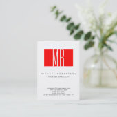 Monogramm weiße rote Streifen große Visitenkarte (Stehend Vorderseite)