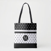 Monogramm-weiße und schwarze Tupfen Tasche (Vorderseite)