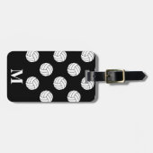 Monogramm weiße Volleyballbälle, schwarzer Gepäckt Gepäckanhänger (Vorderseite horizontal)
