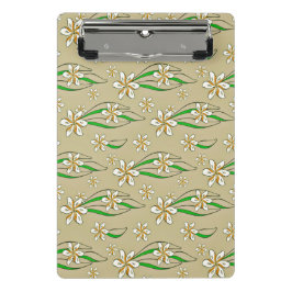 Monogramm weißer Blumenstrauß-Hintergrund Mini Klemmbrett