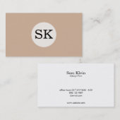 Monogramm, weißer Kreis, Mandelhintergrund Visitenkarte (Vorne/Hinten)