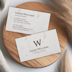 Monogramm Weißer Marmor Einfach Moderne Schwarze I Visitenkarte