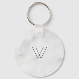 Monogramm-weißer Marmor Schlüsselanhänger