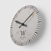 Monogramm weißer Marmor schwarze Initiale & benutz Runde Wanduhr (Winkel)