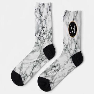 Monogramm weißer Marmorsocken Socken