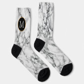 Monogramm weißer Marmorsocken Socken (Rechts)