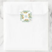 Monogramm weißer Orchideen und Kumquats Quadratischer Aufkleber (Tasche)