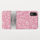 Monogramm, weißer Spargel und rosa Glitzer Case-Mate iPhone Hülle (Rückseite (Horizontal))