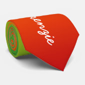 MONOGRAMM Weißer Text auf RED YELLOW GREEN TROPICA Krawatte (Gerollt)