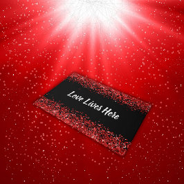 Monogramm - Weißer Text auf schwarz mit rotem Glit Fußmatte