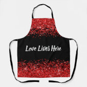 Monogramm - Weißer Text auf schwarz mit rotem Glit Schürze (Vorderseite)