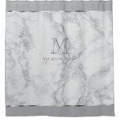 Monogramm-weißer und grauer Marmorentwurf Duschvorhang (Vorderseite)