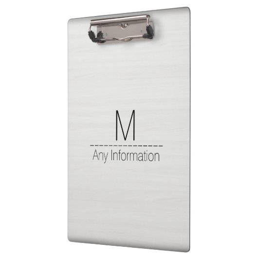 Monogramm weißes Holzkörnchen #2 Klemmbrett (Links)