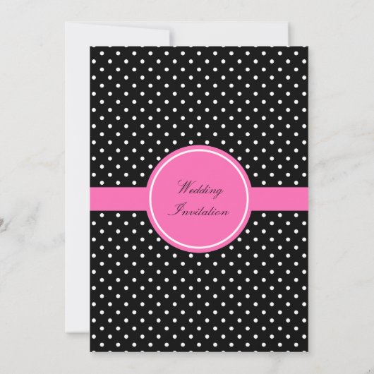 Monogramm weißes Schwarz, Hot Pink Polka Dot Hochz Einladung (Rückseite)