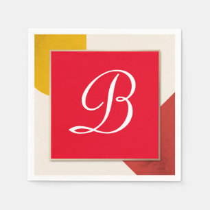 Monogramm, weißes Skript B mit rotem Hintergrund Serviette
