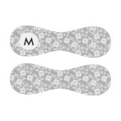 Monogramm Weißes Spitzenmuster auf grauem Hintergr Baseball (Paneele)