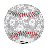 Monogramm Weißes Spitzenmuster auf grauem Hintergr Baseball (Rückseite)