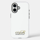 Monogramm Weißgold Schwarzer Name Elegant Minimali Case-Mate iPhone Hülle (Rückseite)