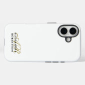 Monogramm Weißgold Schwarzer Name Elegant Minimali Case-Mate iPhone Hülle (Rückseite (Horizontal))